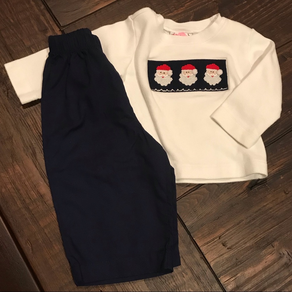 Three Smocking Place smocked santa set